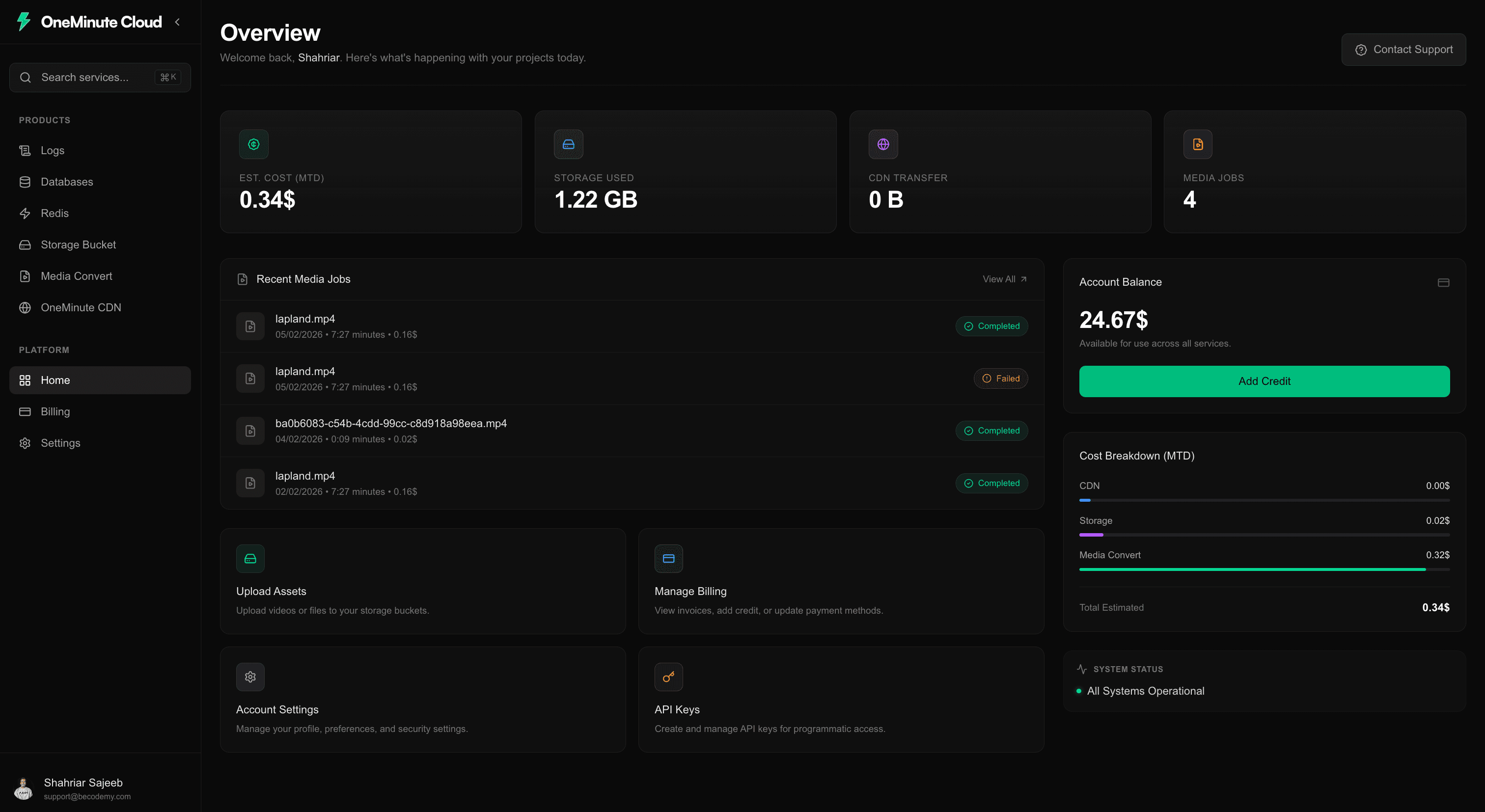 Product dashboard preview